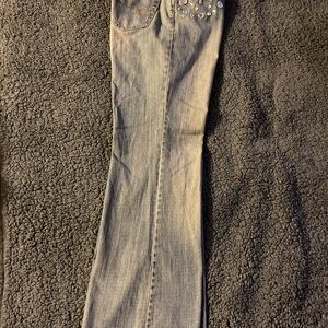 Metro 7 Light Blue Flare Jeans with Embellishments